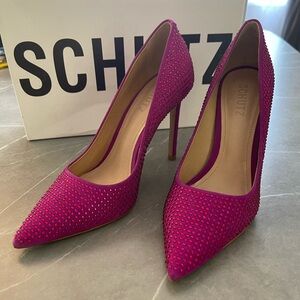 SCHUTZ Lou Crystal Nobuck Pink Pump Sz. 6.5